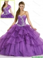 Fall Elegant Purple Sweet 16 Dresses with Beading and Ruffles