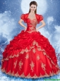 New Arrivals Appliques Red Quinceanera Gowns with Sweetheart