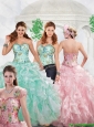 Unique 2016 Spring Beading Apple Green Sweet 16 Dresses with Print