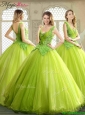 2016 Spring Luxurious Beading and Appliques Quinceanera Dresses in Yellow Green