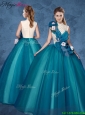 Cheap Hand Made Flowers Quinceanera Dresses with High Neck