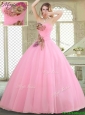 New Style Rose Pink Quinceanera Gowns with Beading and Appliques