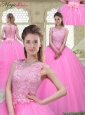 Popular Scoop Hand Made Flowers Quinceanera Dresses with Brush Train