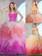2015 Winter Popular Multi Color Quinceanera Gowns with Appliques and Ruffles