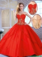2016 Fall Cheap Appliques Sweetheart Quinceanera Gowns in Red
