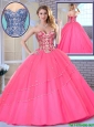 2016 Latest Beading Sweetheart Quinceanera Dresses in Hot Pink
