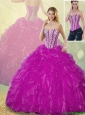 Latest Ball Gown Fuchsia Quinceanera Dresses with Beading