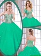 Latest Green Sweetheart Quinceanera Gowns with Beading