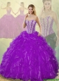 Popular Beading Purple Detachable Quinceanera Gowns with Sweetheart