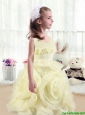 2015 Fall Lovely A Line Scoop Flower Girl Dresses with Rolling Flowers