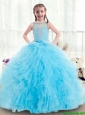 2015 winter Beautiful Ruffles and Beading Little Girl Pageant Dresses with Bateau