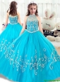 2015 winter Cheap Beading Little Girl Pageant Dresses  with High Neck