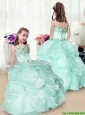 Elegant Beading and Appliques Little Girl Pageant Dresses in Apple Green for 2016