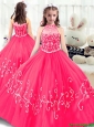Lovely High Neck Little Girl Pageant Dresses  in Hot Pink