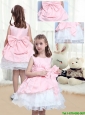 Perfect A Line Scoop Mini Length Bowknot Flower Girl Dresses for 2016