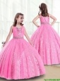 Perfect Rose Pink StrapsLittle Girl Pageant Dresses with Sequins for 2016