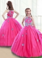 2015 Winter Classical High Neck Beading New Style Little Girl Pageant Dresses  with Appliques