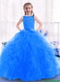 2016 Fashionable Blue New Style Little Girl Pageant Dresses with Ruffles and Beading