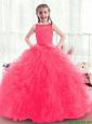 2016 Modern Bateau Beading Mini Quinceanera Dresses in Coral Red