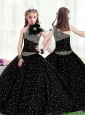 Popular One Shoulder New Style Little Girl Pageant Dresses with Pattern and Beading for 2016