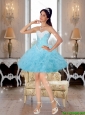 2015 Pretty Beaded and Ruffles Prom Dresses in Baby Blue
