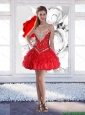 Red Short Sweetheart Elegant Prom Dresses with Beading for 2015