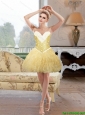 Romantic Beaded and Ruffles Prom Dresses in Gold for Cocktail