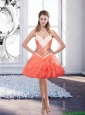 Smart Watermelon Prom Dresses with Beading and Ruffles for Cocktail