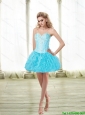 Suitable Sweetheart Ball Gown and Beaded Prom Dress in Baby Blue