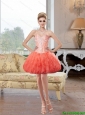 Beautiful Short Sweetheart Coral Red Prom Dresses with Beading