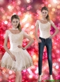 Popular Mini Length Champagne Detachable Prom Dresses with Beading and Appliques