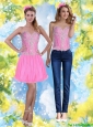Pretty 2015 Short Pink Sweetheart Detachable Prom Dresses with Beading