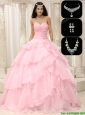 Cute Beading and Ruffles Sweet 16 Dresses in Baby Pink