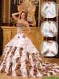 Cute White Quinceanera Gowns with Beading and Ruffles