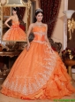 Cute Orange Red Ball Gown Floor Length Quinceanera Dresses