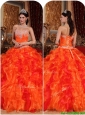 Exquisite Orange Quinceanera Gowns with Appliques and Beading