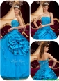 2016 PrettyPerfect Teal Quinceanera Gowns with Appliques and Beading