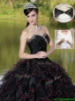 Modest Ruffles Layered and Beading Sweet 16 Dresses in Black