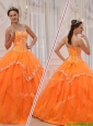 Perfect  Appliques and Beading Sweet 15 Dresses in Orange