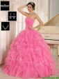 Perfect Rose Pink Quinceanera Dresses with Ruffles and Beading