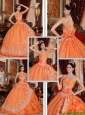 Pretty Beading and Appliques Quinceanera Gowns in Orange