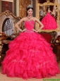 Pretty Coral Red Ball Gown Floor Length Quinceanera Dresses