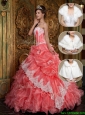 Clearance Appliques and Ruffles Quinceanera Dresses  in Waltermelon