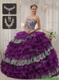 Discount Purple Sweetheart Quinceanera Dresses with Beading