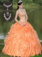 Discount Orange Quinceanera Dresses with Beading and Ruffles Layered