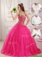 Popular  A Line Hot Pink Quinceanera Dresses  with Beading