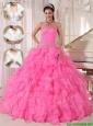 Popular Ball Gown Strapless Quinceanera Dresses in Hot Pink