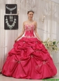 Popular Beading Sweetheart Quinceanera Dresses  in Hot Pink