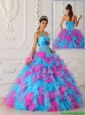 Popular Multi Color Floor Length Appliques Quinceanera Dresses