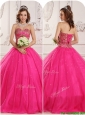Puffy A Line Beading Quinceanera Dresses in Hot Pink